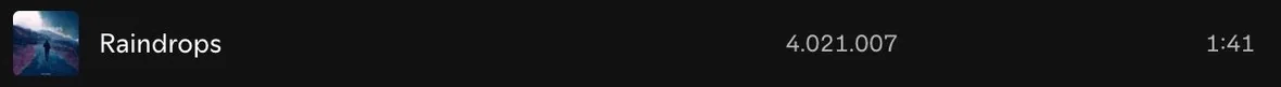Streaming numbers: Raindrops, 4,021,007 streams